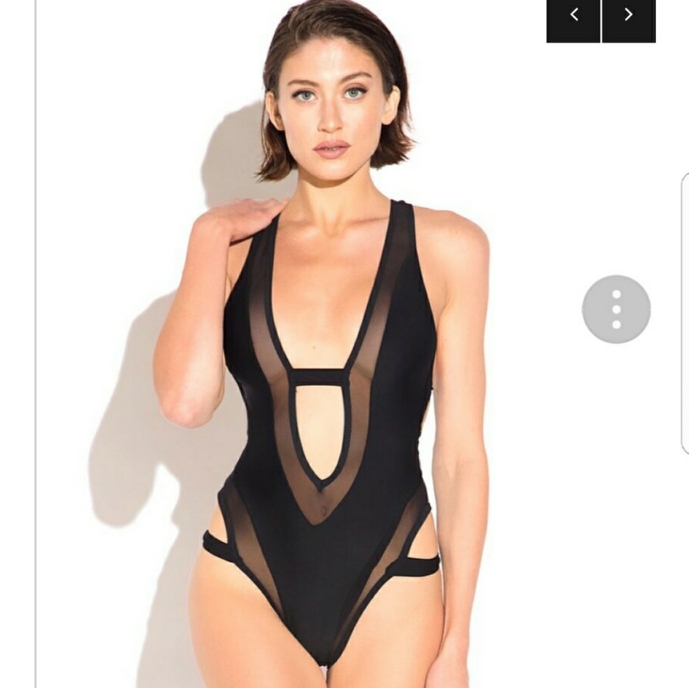 Black Mesh one piece bathing suit sold locally